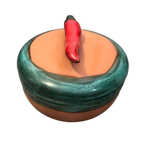 Handmade Rectangular Tray Jalapeño Green Drip Glazed Pottery Set Sign AE 97 - Picture 2 of 16